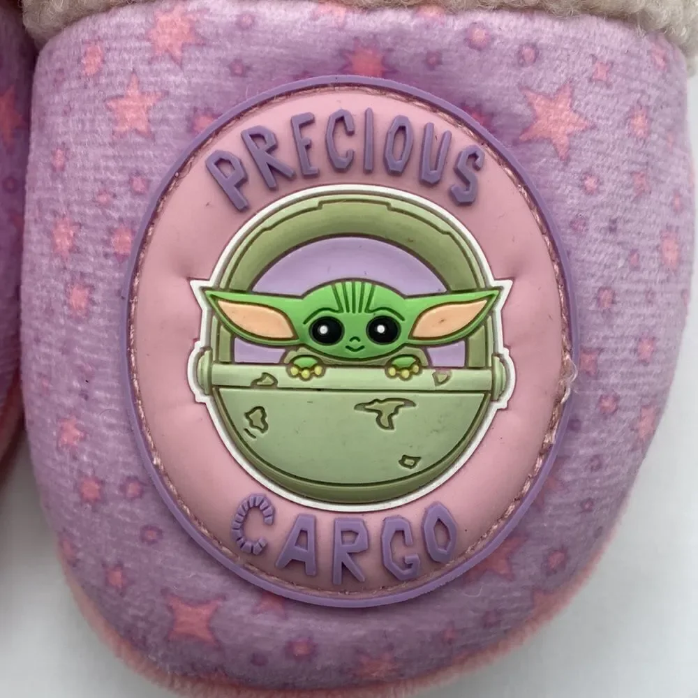 Toddler Girls Star Wars Mandalorian Grogu Plush Slippers Shoes Size 9/10